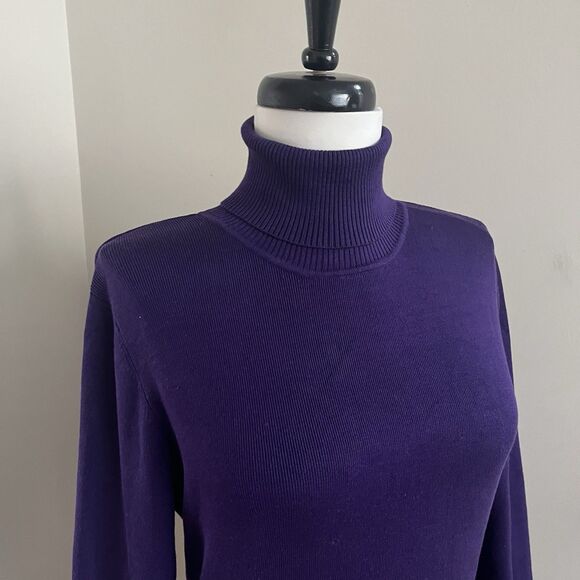 Louben Silk Turtleneck Sweater S Purple Basic Layering Preppy Quiet Luxury Soft - Picture 3 of 8